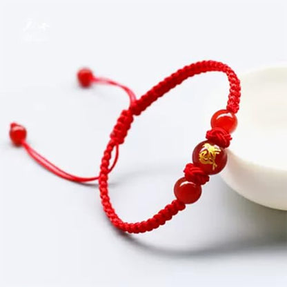 2026 Chinese New Year of Horse Bracelets for Women Men, 12 Chinese Zodiac Bracelet Good Luck Red String Animal Horse Charm Braided Bangle Adjustable Jewelry Gift - color: Circle-5pcs