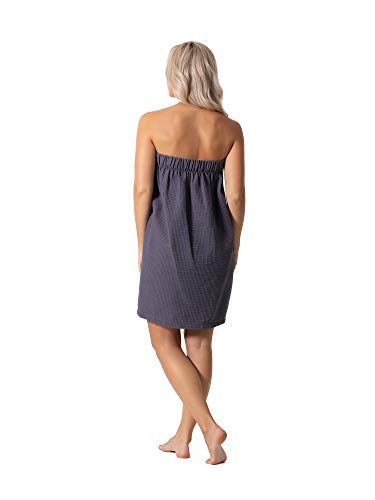 Turkish Linen Women’s Waffle Spa Body Wrap with Adjustable Closure - color: Gray, size: XX-Large