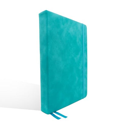 Decorably 312 Pages A5 Teal Journal Lined Notebook for Women & Men, 5.7x8.3in PU Leatherbound Hardcover, Table of Contents, Ribbon Bookmarks, Pen Holder & Back Pocket - School, Work