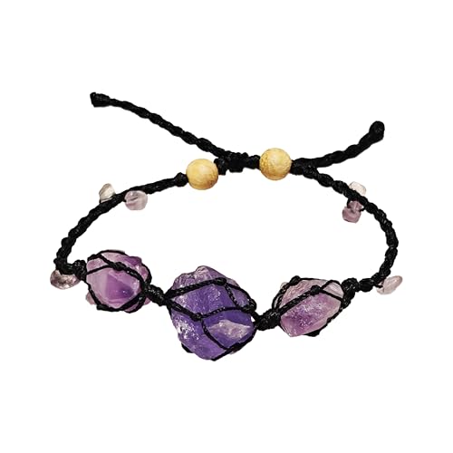 Crystal bracelet bracelet, amethyst, blue and green crystal. Handmade raw stone bracelet. Exquisite box packaging. Gifts for all occasions. - color: PURPLE