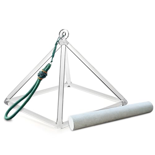 Crystal Meditation Pyramid 8 Inch Singing Bowls Crystal Musical Instrument Geometric Tripod Yoga Meditation Wind Chime Percussion Instrument With Percussion Stick