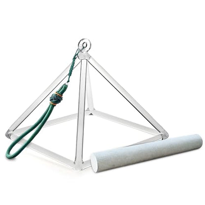 Crystal Meditation Pyramid 8 Inch Singing Bowls Crystal Musical Instrument Geometric Tripod Yoga Meditation Wind Chime Percussion Instrument With Percussion Stick