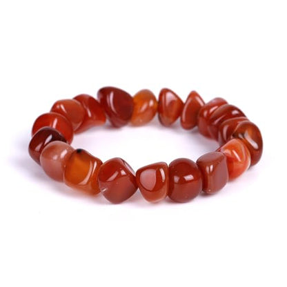 HZHRony Healing Crystal Stone Beads Bracelet Irregular Gemstone Beaded Bracelets For Women and Men Anxiety Relief Yoga Bracelet Jewelry Gifts 7 Inch - color: Red Agate