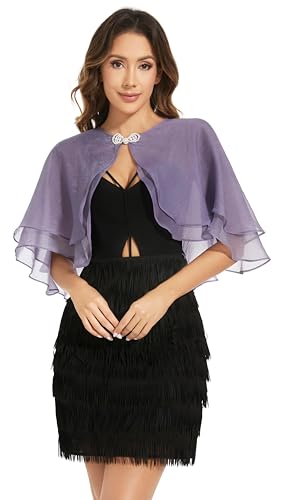 Women's Sheer Tencel Shawls and Wraps for Evening Dresses Soft Wedding Cape Lightweight Bridesmaid Scarves Cover Up - color: Violet