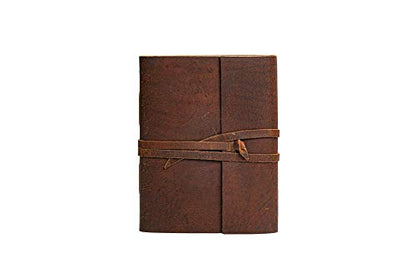 Leather Journal Notebook - Rustic Handmade Vintage Leather Bound Journals for Men and Women - Leather Craft Unlined Paper 300 Pages, Leather Book Diary Pocket Notebook, Diary To Write In (5" x 7")