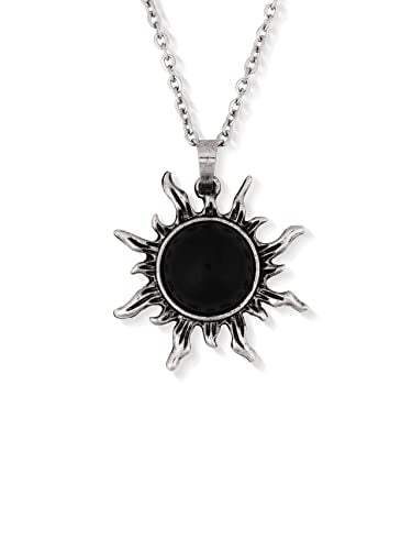 Sacina Gothic Boho Sun Necklace, Black Sun Grunge Witchy Necklace, Christmas New Year Jewelry Gift For Women