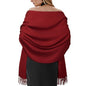 Winter Scarf for Women Pashmina Shawls and Wraps for Evening Dresses Wedding Party Bridesmaid Warm Long Scarves Shawl - color: Wine Red
