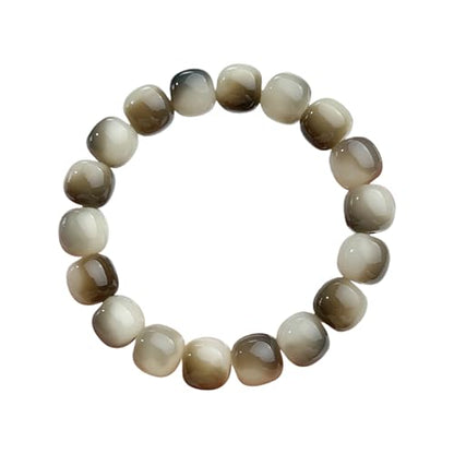 MUDI Bracelet For Women, Bodhi Seed Beads Bracelets Fidget Healing Energy Protection Stretch to My Man Jewelry Gift - color: Round Ink White