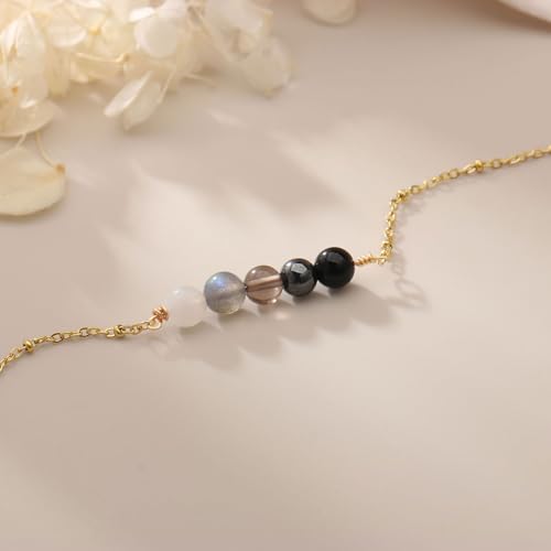 Triple Threat Protection Bracelet for Women,Evil Eye Natural Healing Crystal Beaded Bracelet for Protection - style: Empath Protection (Style 19)