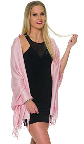 Pashmina Shawls and Wraps for Evening Dresses, Large Soft Pashminas Wedding Shawl - color: Pastel Soft Pink
