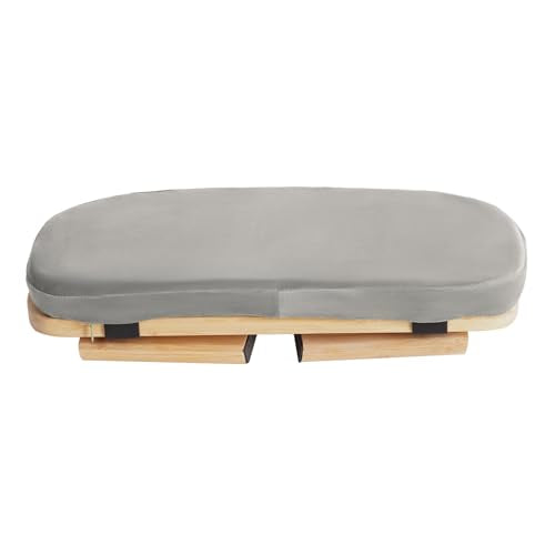 Portable Meditation Bench, Folding Kneeling Meditation Bench with Meditation Cushion, Bamboo Meditation Stool for Yoga Bench, Prayer Bench (Grey)