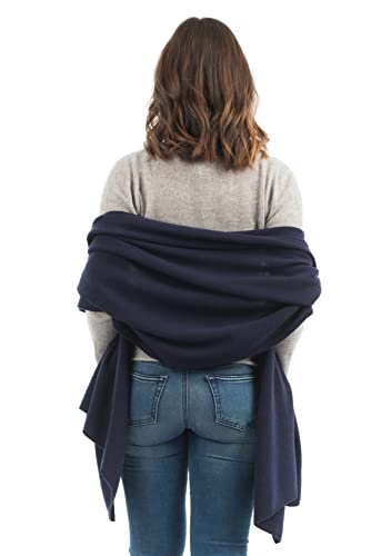 Dalle Piane Cashmere Womens Wool Cashmere Blend Stole Soft Italian Shawl Wrap for Wedding Evening Gift Made in Italy - color: Blue