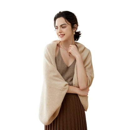 Fuxiqar Wrap Sweater for Women Warm Shawl Blanket Scarf with Sleeves Poncho Pashmina Shall with Two Shawl Clips - color: Blue