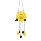 Sunflower Wind Chimes Ornaments, Stained Glass Dripping Sunflower Pendant Window Hanging Panel Decoration with Chain, Flower Wind Chimes Art Decorations for Garden Patio Decor