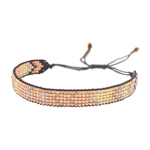 Handmade Boho Beaded Friendship Strand Wrap Bracelets for Women Charm Adjustable Couples String Rope Braided Bohemia Colorful Seed Beads Bracelet Fashion Jewelry Gift - color: Black Yellow