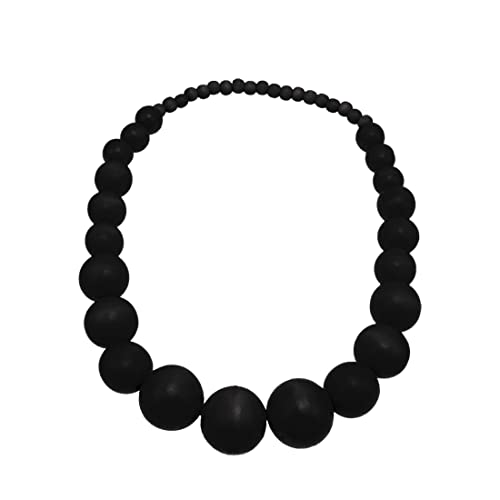 COLORFUL BLING Ethnic Natural Wood Beads Necklace for Men Women Africa Wooden Chain Chunky Strand Necklace Statement Hip Hop Jewelry - color: short black