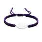 Lotus Symbol Bracelet for Women - Adjustable Cord, Silver Pendant, Spiritual Jewelry Gift - style: Amethyst Purple