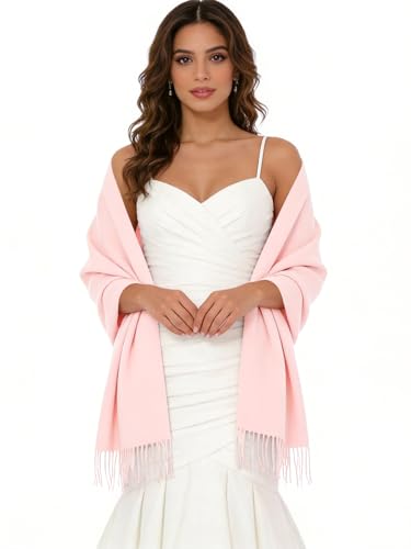 Sumolux Scarf for Women Pashmina Shawls Wraps for Evening Dresses Wedding Bridesmaid Gifts Winter Warm Soft Scarves - color: Pink