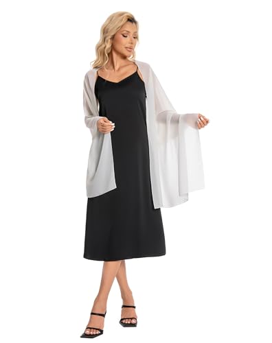 Chiffon Shawls and Wraps for Evening Dresses Women Elegant Soft Scarf Bridal Scarve Wedding Stole - color: Cream, size: Plus Size