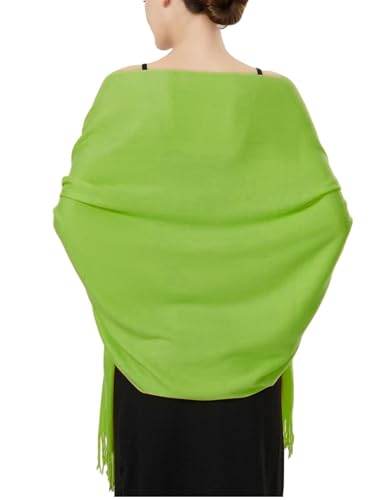 Luxurious Pashmina Feel Scarf & Shawl - Soft Solid Color Wrap for Weddings, Evening Dresses, Gifts - color: Light Green
