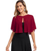 TONGFANTFL Women's Soft Chiffon Capelets Shawls and Wraps for Evening Wedding Cape Bole Cover Up - color: Wine Red
