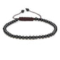 Keleny Natural Gemtones 4mm Round Beads Crystal Adjustable Braided Macrame Tassels Bracelets Unisex - color: Black Tourmaline
