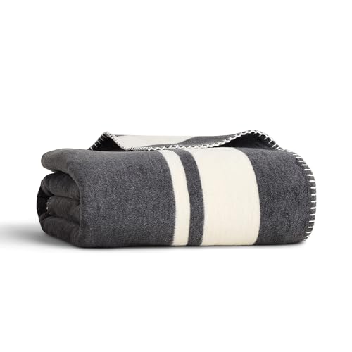 Preston Lane Highrise Throw Blanket – 50" x 70", Premium Soft Cotton Blend, Soft Fluffy Blanket Throw in for Couch, Bed, Boho Home Décor & Cozy Warmth, Made in Portugal, Slate - color: Slate