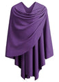 PULI Womens Large Cross Front Poncho Sweater Wrap Topper Knitted Elegant Shawls Cape for Fall Winter - color: 1-purple