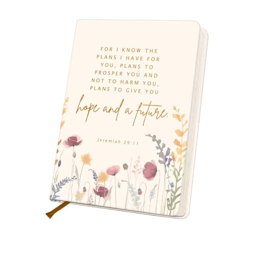 Bible Verse Lined Journal Notebook for Women Men, 200 Pages A5 Hardcover Leather Journals for Writing & Note Taking, Boho Floral College Ruled Notebook Diary Notepad, Christian Gifts - color: Multi 1298