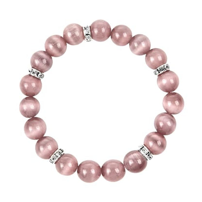 Healing Bracelet For Women Anxiety Crystal Bracelet Chakra Beaded Bracelets Rose Quartz Crystals And Healing Stones Yoga Bead Bracelet Calming Stretch Bracelet Stress Relief Gifts For Women - color: Light Purple-Cat Eye