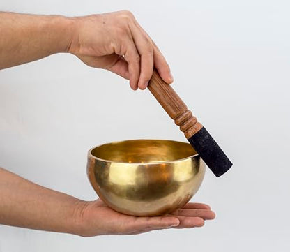 6-Inch Handmade Tibetan Singing Bowl ~ Superb B Crown Chakra Balancing ~ Best use for Meditation, Sound Healing, Cleansing, Mindfulness & Relaxation ~ Cushion & Sueded Leather wooden Mallet included