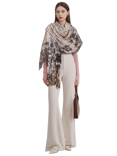 Luxury Cashmere Pashmina Style Shawl - Silk & Wool Blend Scarf, Lightweight Skin-Friendly Wrap - color: 7 Gray