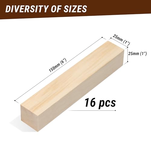 BeaverCraft Basswood Carving Blocks BW16 pcs - Soft Whittling Wood Carving Kit for Beginners - Unfinished Wooden Block Set - Basswood for Crafts