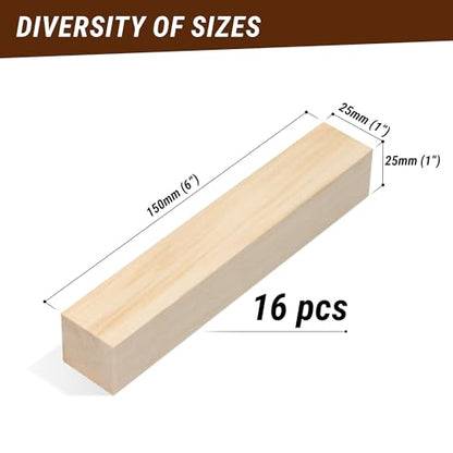 BeaverCraft Basswood Carving Blocks BW16 pcs - Soft Whittling Wood Carving Kit for Beginners - Unfinished Wooden Block Set - Basswood for Crafts