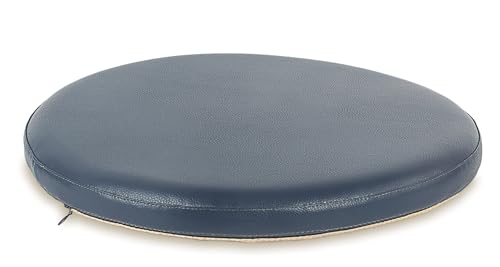 Sigmat PU Leather Round Chair Cushion Memory Foam Waterproof Round Stool Cushion for Kitchen Stool, Living Room Chiar, Office Chair, Car or Floor Pillow (12 Inch, Navy) - color: Navy, size: 12 Inch