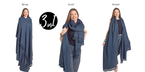 Meditation Shawl or Meditation Blanket, Shawl/Wrap, Oversize Scarf/Stole. Large. Unisex. - color: Denim Blue