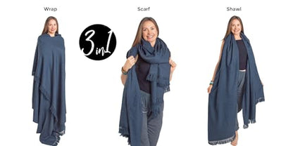 Meditation Shawl or Meditation Blanket, Shawl/Wrap, Oversize Scarf/Stole. Large. Unisex. - color: Denim Blue