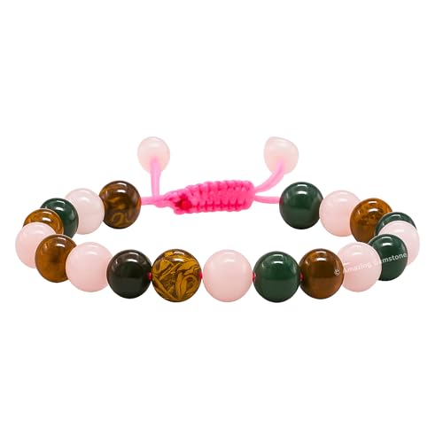 Amazing Gemstone Period Bracelets for Women - Bloodstone Mariyam Jasper Rose Quartz Bracelet Set for Healing Calming Anxiety Stress Relief Gifts (Adjustable) (Pleasant Period/Menstrual Support) - color: Pleasant Period / Menstrual Support