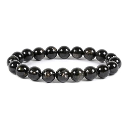 Justinstones Gem Semi Precious Gemstone 10mm Round Beads Stretch Bracelet 7 Inch Unisex - color: Hypersthene