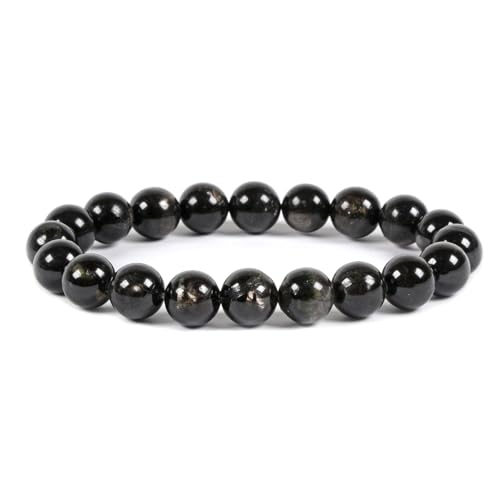 Justinstones Gem Semi Precious Gemstone 10mm Round Beads Stretch Bracelet 7 Inch Unisex - color: Hypersthene