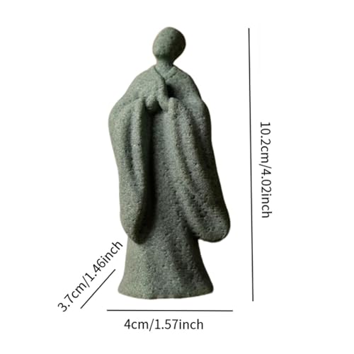 Zen Monk Statue Green Sandstone Bonsai Ornament Desktop Decor Meditation Figurine Chinese Style Sculpture Gift- Style B