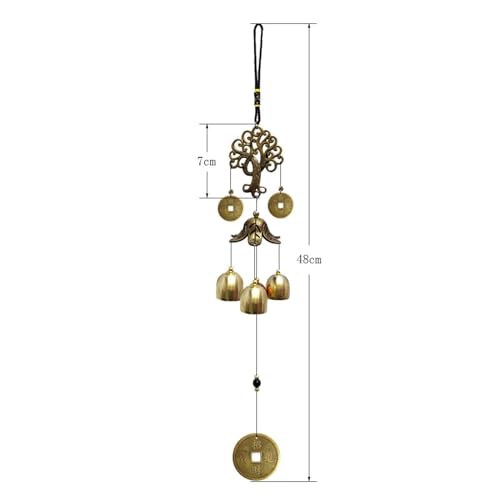 Wind Chimes Outdoor Fortune Tree WindChimes Metal Bells Wind Chime Christmas Decor Home Garden Hanging Decoration Gift One Size