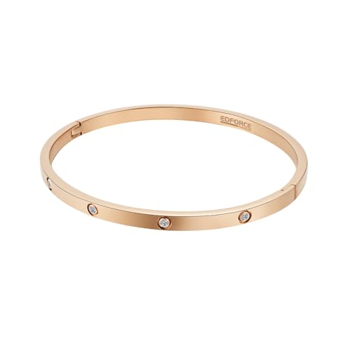 4mm Width Thin Love CZ Bangle Bracelet for Women - color: Rose Gold