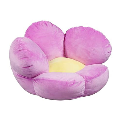 ECR4Kids SoftZone Flower-Shaped Cozy Floor Cushion, 25in, Flexible Seating, Bright Purple