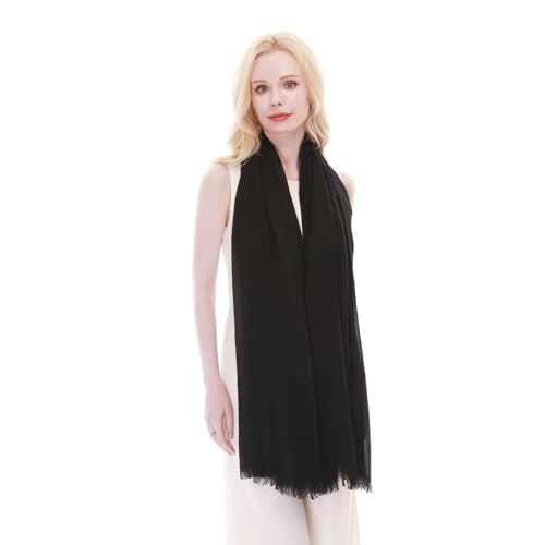 RIIQIICHY Scarf for Women Lightweight Solid Color Long Fashion Gauze Scarves Shawl Wrap - color: Black