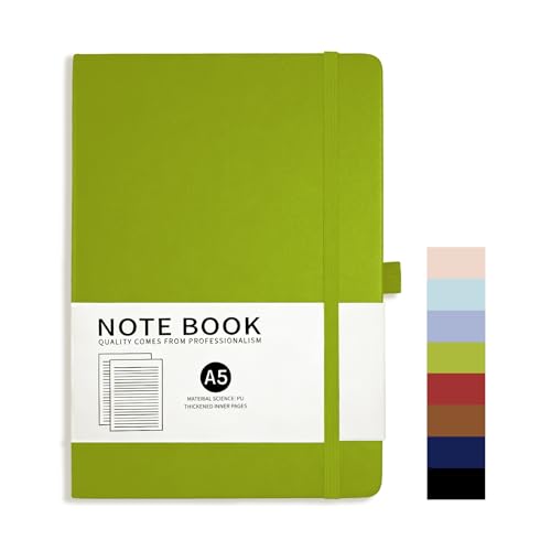 MOAXMOA Lined Journal Notebook, A5 Medium Size Leather Journals for Women Men for Writing Work Note Diary Hardcover Journal Supplies (Green) - color: Green