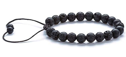 Men Women 8mm Lava Rock Aromatherapy Anxiety Essential Oil Diffuser Bracelet Braided Rope Natural Stone Yoga Gifts Beads Bracelet Bangle-21017 - style: Matte Black Agate