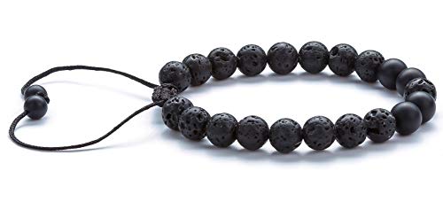 Men Women 8mm Lava Rock Aromatherapy Anxiety Essential Oil Diffuser Bracelet Braided Rope Natural Stone Yoga Gifts Beads Bracelet Bangle-21017 - style: Simulated Howlite & Matte Agate