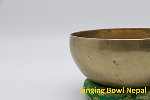 Handicraft Nepal Tibetan Handmade Singing Bowl 8'' for Yoga Meditation with Silk Cushion Made from Nepal