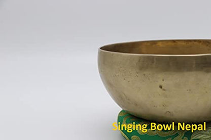 Handicraft Nepal Tibetan Handmade Singing Bowl 8'' for Yoga Meditation with Silk Cushion Made from Nepal